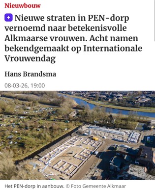 Pendorp in de krant rondom Internationale Vrouwendag